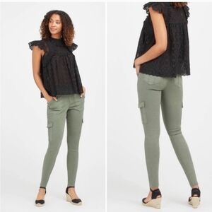 Spanx Women's Medium Tall Green Stretch Twill Cargo Leggings